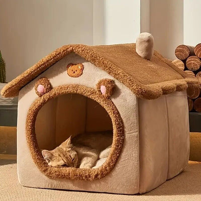 Foldable Pet House Removable Washable Cat House Puppy Cave Sofa Pet Bed House Fo